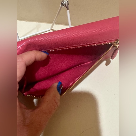 Prada Pink Saffiano Double snap long Bow Wallet - Picture 7 of 13